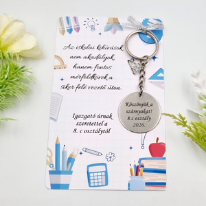 Osztályfőnöknek, igazgatónak ajándék ballagásra, tanév végére - Gravírozott ballagási kulcstartó ajándékkártyán, Táska & Tok, Kulcstartó & Táskadísz, Kulcstartó, Gravírozás, pirográfia, MESKA