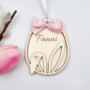 Gravírozott fa húsvéti tojás egyedi névvel. Húsvéti ajándék gyerekeknek., Ünnepi díszek, dekorációk, Húsvéti díszek és dekorációk, Húsvéti tojás, hímestojás, Gravírozás, pirográfia, MESKA