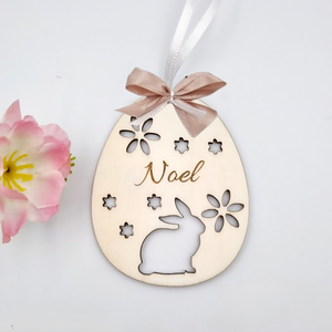 Gravírozott fa húsvéti tojás egyedi névvel. Húsvéti ajándék gyerekeknek., Ünnepi díszek, dekorációk, Húsvéti díszek és dekorációk, Húsvéti tojás, hímestojás, Gravírozás, pirográfia, MESKA