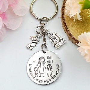 Óvó néninek ajándék pedagógusnapra, tanév végére - Gravírozott grafikás ballagási kulcstartó  2_08., Táska & Tok, Kulcstartó & Táskadísz, Kulcstartó, Gravírozás, pirográfia, MESKA