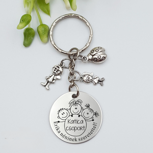 Óvó néninek ajándék pedagógusnapra, tanév végére - Gravírozott grafikás ballagási kulcstartó 3_01., Táska & Tok, Kulcstartó & Táskadísz, Kulcstartó, Gravírozás, pirográfia, MESKA