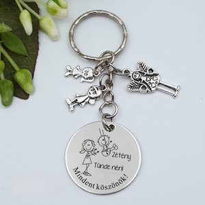 Óvó néninek ajándék pedagógusnapra, tanév végére - Gravírozott grafikás ballagási kulcstartó  1_04. (kisfiús minta), Táska & Tok, Kulcstartó & Táskadísz, Kulcstartó, Gravírozás, pirográfia, MESKA