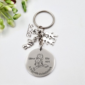 Óvó néninek ajándék pedagógusnapra, tanév végére - Gravírozott grafikás ballagási kulcstartó  4_02. (kislányos minta), Táska & Tok, Kulcstartó & Táskadísz, Kulcstartó, Gravírozás, pirográfia, MESKA