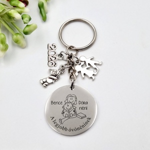 Óvó néninek ajándék pedagógusnapra, tanév végére - Gravírozott grafikás ballagási kulcstartó  4_03. (kisfiús minta), Táska & Tok, Kulcstartó & Táskadísz, Kulcstartó, Gravírozás, pirográfia, MESKA