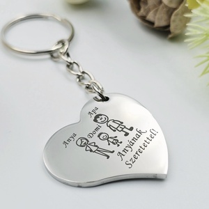 Szeretünk anya! - Szív kulcstartó személyre szabható grafikával. Egyedi ajándék anyának - táska & tok - kulcstartó & táskadísz - kulcstartó - Meska.hu
