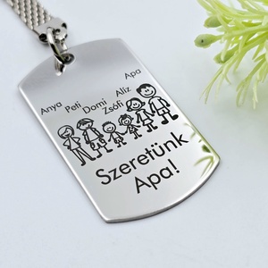 Szeretünk apa! - Családi kulcstartó személyre szabható grafikával. Egyedi ajándék apának - Meska.hu