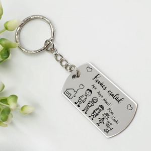 A mi családunk - Kulcstartó személyre szabható grafikával. Egyedi ajándék apának, anyának, Táska & Tok, Kulcstartó & Táskadísz, Kulcstartó, Gravírozás, pirográfia, MESKA