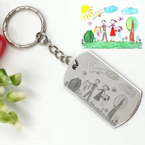 Gyerekrajzos kulcstartó - saját rajzzal (téglalap medál lánccal), Táska & Tok, Kulcstartó & Táskadísz, Kulcstartó, Gravírozás, pirográfia, MESKA