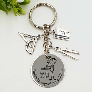 Mérnöknek ajándék - mérnök kulcstartó grafikával, egyedi névvel, felirattal, Táska & Tok, Kulcstartó & Táskadísz, Kulcstartó, Gravírozás, pirográfia, MESKA