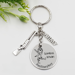 Katonának ajándék - katona kulcstartó grafikával, egyedi névvel, felirattal, Táska & Tok, Kulcstartó & Táskadísz, Kulcstartó, Gravírozás, pirográfia, MESKA