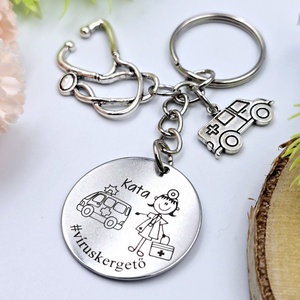 Mentősnőnek ajándék - mentősnő kulcstartó grafikával, egyedi névvel, felirattal - táska & tok - kulcstartó & táskadísz - kulcstartó - Meska.hu