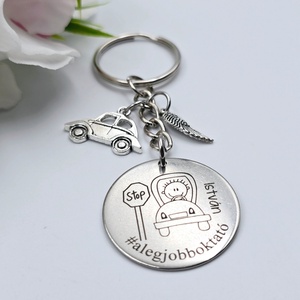 Vezetésoktatónak ajándék - vezetésoktató kulcstartó grafikával, egyedi névvel, felirattal - táska & tok - kulcstartó & táskadísz - kulcstartó - Meska.hu