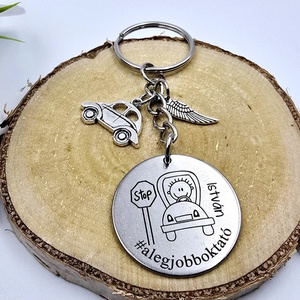 Vezetésoktatónak ajándék - vezetésoktató kulcstartó grafikával, egyedi névvel, felirattal - táska & tok - kulcstartó & táskadísz - kulcstartó - Meska.hu