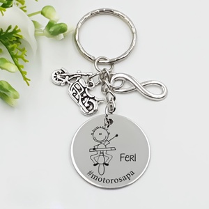 Motorosnak ajándék - motoros kulcstartó grafikával, egyedi névvel, felirattal, Táska & Tok, Kulcstartó & Táskadísz, Kulcstartó, Gravírozás, pirográfia, MESKA