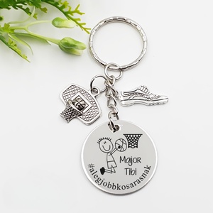 Kosárlabdázónak ajándék - kosaras kulcstartó grafikával, egyedi névvel, felirattal, Táska & Tok, Kulcstartó & Táskadísz, Kulcstartó, Gravírozás, pirográfia, MESKA