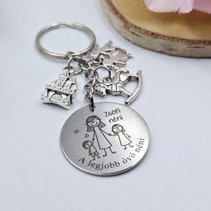 Óvónőnek ajándék - óvónéni kulcstartó grafikával, egyedi névvel, felirattal - táska & tok - kulcstartó & táskadísz - kulcstartó - Meska.hu