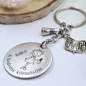 Műkörmösnek ajándék - műkörmös kulcstartó grafikával, egyedi névvel, felirattal - táska & tok - kulcstartó & táskadísz - kulcstartó - Meska.hu