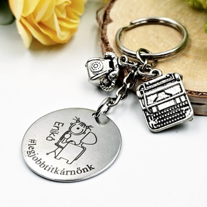 Titkárnőnek ajándék - titkárnő kulcstartó grafikával, egyedi névvel, felirattal - táska & tok - kulcstartó & táskadísz - kulcstartó - Meska.hu