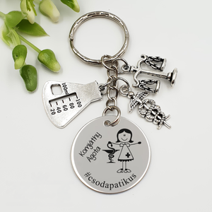 Patikusnőnek ajándék - gyógyszerész kulcstartó grafikával, egyedi névvel, felirattal, Táska & Tok, Kulcstartó & Táskadísz, Kulcstartó, Gravírozás, pirográfia, MESKA