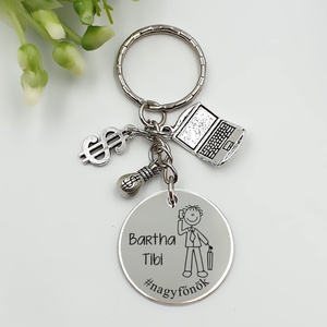Főnöknek ajándék - főnök kulcstartó grafikával, egyedi névvel, felirattal, Táska & Tok, Kulcstartó & Táskadísz, Kulcstartó, Gravírozás, pirográfia, MESKA