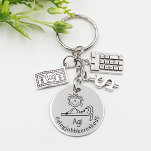 Boltosnak ajándék - kereskedő kulcstartó grafikával, egyedi névvel, felirattal, Táska & Tok, Kulcstartó & Táskadísz, Kulcstartó, Gravírozás, pirográfia, MESKA