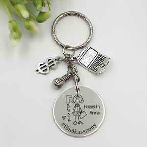 Főnöknőnek ajándék - főnöknő kulcstartó grafikával, egyedi névvel, felirattal, Táska & Tok, Kulcstartó & Táskadísz, Kulcstartó, Gravírozás, pirográfia, MESKA
