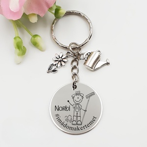 Kertésznek ajándék - kertész kulcstartó grafikával, egyedi névvel, felirattal, Táska & Tok, Kulcstartó & Táskadísz, Kulcstartó, Gravírozás, pirográfia, MESKA