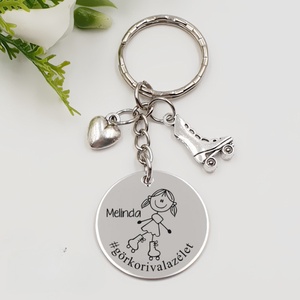 Görkorisnak ajándék - görkoris kulcstartó grafikával, egyedi névvel, felirattal, Táska & Tok, Kulcstartó & Táskadísz, Kulcstartó, Gravírozás, pirográfia, MESKA