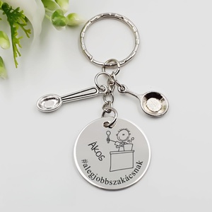 Szakácsnak ajándék - szakács kulcstartó grafikával, egyedi névvel, felirattal, Táska & Tok, Kulcstartó & Táskadísz, Kulcstartó, Gravírozás, pirográfia, MESKA