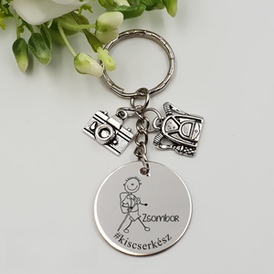 Természetjárónak ajándék - természetjáró kulcstartó grafikával, egyedi névvel, felirattal, Táska & Tok, Kulcstartó & Táskadísz, Kulcstartó, Gravírozás, pirográfia, MESKA