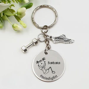 Sportolónőnek ajándék - sportolónő kulcstartó grafikával, egyedi névvel, felirattal, Táska & Tok, Kulcstartó & Táskadísz, Kulcstartó, Gravírozás, pirográfia, MESKA