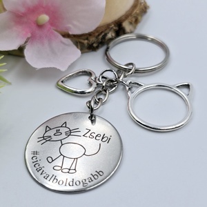 Cicagazdinak ajándék - cicagazdi kulcstartó grafikával, egyedi névvel, felirattal - táska & tok - kulcstartó & táskadísz - kulcstartó - Meska.hu