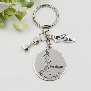 Futónak ajándék - futó kulcstartó grafikával, egyedi névvel, felirattal, Táska & Tok, Kulcstartó & Táskadísz, Kulcstartó, Gravírozás, pirográfia, MESKA