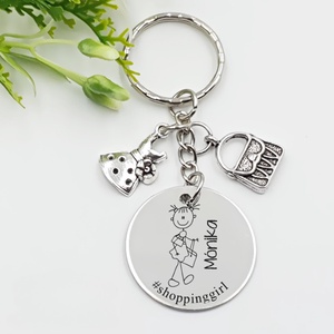 Divatrajongónak ajándék - divatrajongó női kulcstartó grafikával, egyedi névvel, felirattal, Táska & Tok, Kulcstartó & Táskadísz, Kulcstartó, Gravírozás, pirográfia, MESKA