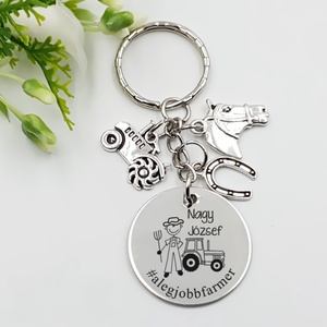 Gazdának ajándék - gazda kulcstartó grafikával, egyedi névvel, felirattal, Táska & Tok, Kulcstartó & Táskadísz, Kulcstartó, Gravírozás, pirográfia, MESKA