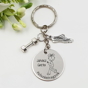 Futónak ajándék - futónő kulcstartó grafikával, egyedi névvel, felirattal, Táska & Tok, Kulcstartó & Táskadísz, Kulcstartó, Gravírozás, pirográfia, MESKA