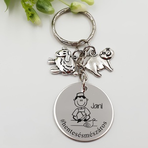 Hentesnek ajándék - hentes kulcstartó grafikával, egyedi névvel, felirattal, Táska & Tok, Kulcstartó & Táskadísz, Kulcstartó, Gravírozás, pirográfia, MESKA