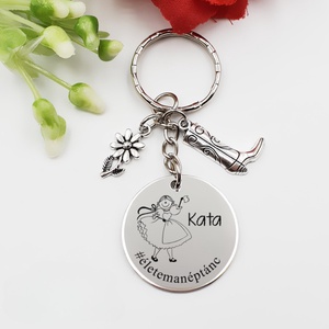 Néptáncosoknak ajándék - néptáncos kulcstartó grafikával, egyedi névvel, felirattal, Táska & Tok, Kulcstartó & Táskadísz, Kulcstartó, Gravírozás, pirográfia, MESKA