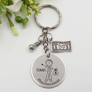 Vállalkozónak ajándék - üzletember kulcstartó grafikával, egyedi névvel, felirattal, Táska & Tok, Kulcstartó & Táskadísz, Kulcstartó, Gravírozás, pirográfia, MESKA