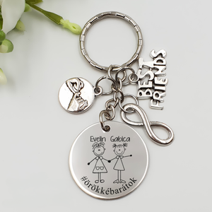 Barátnőnek ajándék - legjobb barátnő kulcstartó grafikával, egyedi névvel, felirattal, Táska & Tok, Kulcstartó & Táskadísz, Kulcstartó, Gravírozás, pirográfia, MESKA