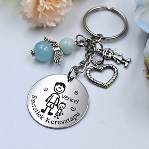 Keresztapának ajándék - keresztapa kulcstartó grafikával, egyedi névvel, felirattal (kisfiús) - táska & tok - kulcstartó & táskadísz - kulcstartó - Meska.hu