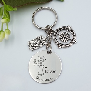 Ballagási ajándék fiúknak - Gravírozott grafikás ballagási kulcstartó végzősöknek 1_67., Táska & Tok, Kulcstartó & Táskadísz, Kulcstartó, Gravírozás, pirográfia, MESKA