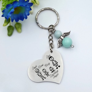 Szeretünk anya! - Szív kulcstartó személyre szabható grafikával, angyalkával. Egyedi ajándék anyának. Anyák napi ajándék - táska & tok - kulcstartó & táskadísz - kulcstartó - Meska.hu