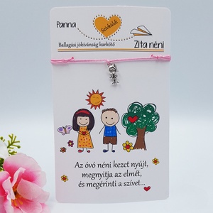 Ajándék óvó néninek. Óvodai ballagási jókívánság karkötő óvó néninek 4. (kislány medállal) - Meska.hu