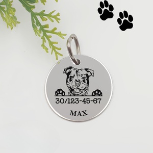 Staffordshire terrier kutyabiléta saját kutyád nevével, telefonszámmal - Meska.hu