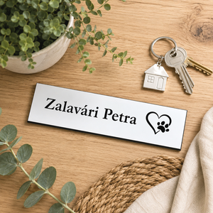 Egyedi gravírozott névtábla kutyamancs mintával � ajtóra, postaládára 12 - otthon & életmód - ház & kert - névtábla - Meska.hu