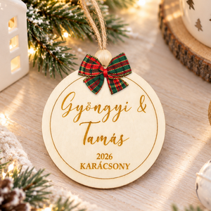 Gravírozott fa karácsonyfadísz egyedi nevekkel (01) - Meska.hu