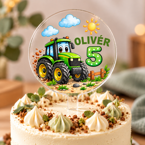 Traktoros szülinapi tortabeszúró, tortadísz egyedi névvel - Meska.hu