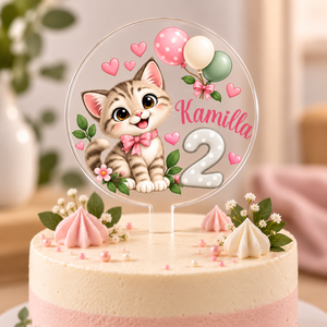 Cicás szülinapi tortabeszúró, tortadísz egyedi névvel - Meska.hu