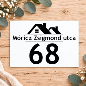 Gravírozott házszámtábla házikó mintával - 02 - Meska.hu